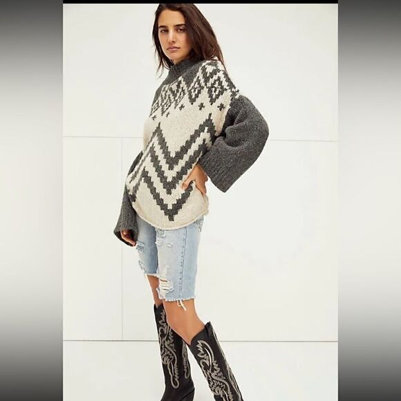 NWT FREE PEOPLE NEW NORDIC PULLOVER SWEATER - Picture 2 of 4